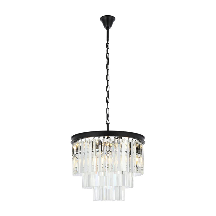 9 light Matte Black Chandelier Clear Royal Cut Crystal - View 3 - Joshua Marshal