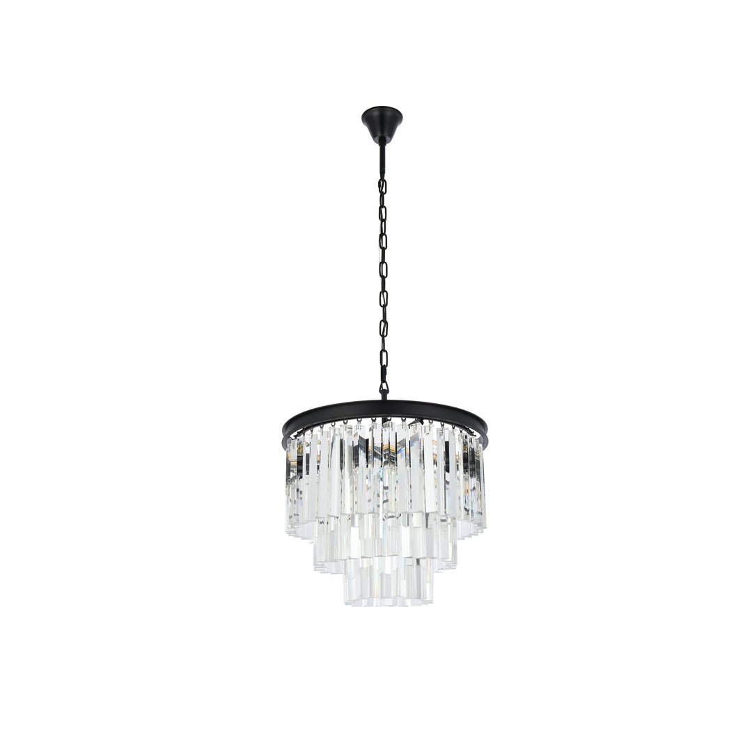9 light Matte Black Chandelier Clear Royal Cut Crystal - View 4 - Joshua Marshal