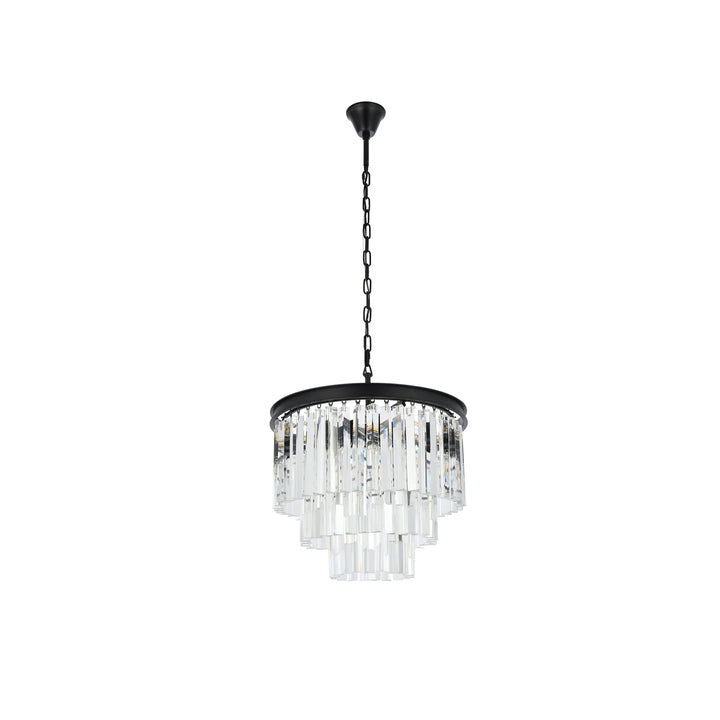 9 light Matte Black Chandelier Clear Royal Cut Crystal - View 4 - Joshua Marshal