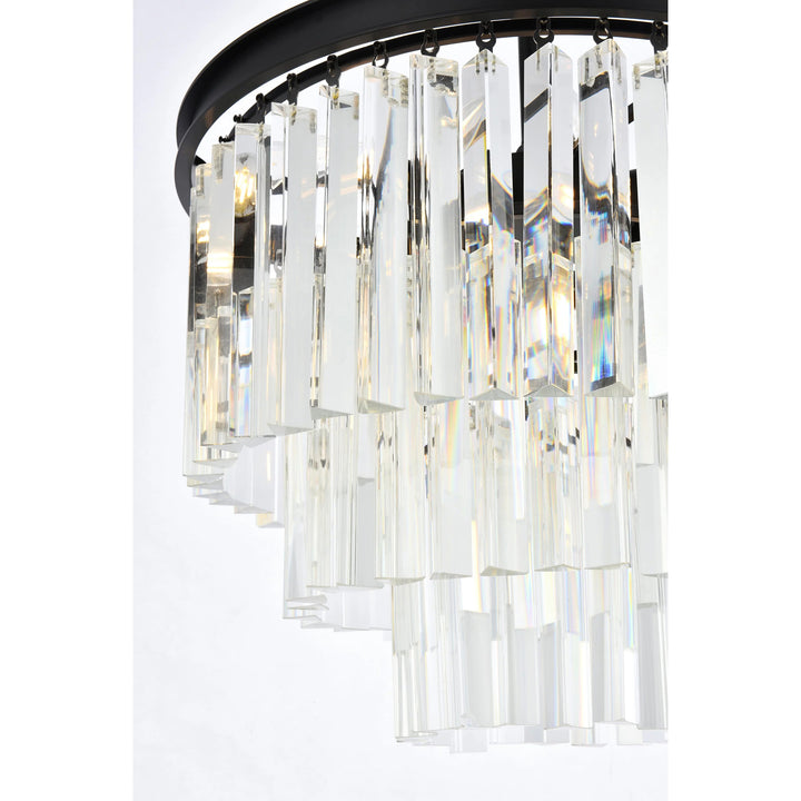 9 light Matte Black Chandelier Clear Royal Cut Crystal - View 6 - Joshua Marshal