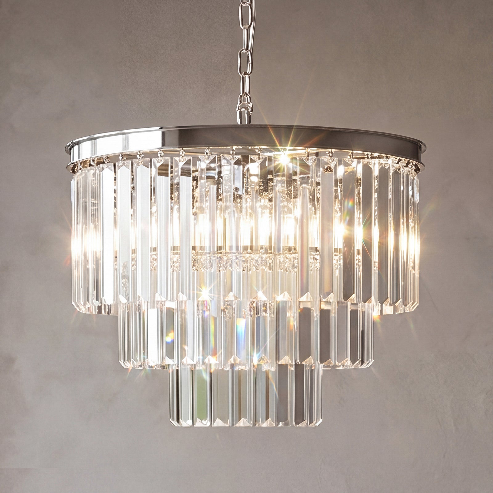 9 light polished nickel Chandelier Clear Royal Cut Crystal Polished Nickel Finish - LIGHTING by Joshua Marshal