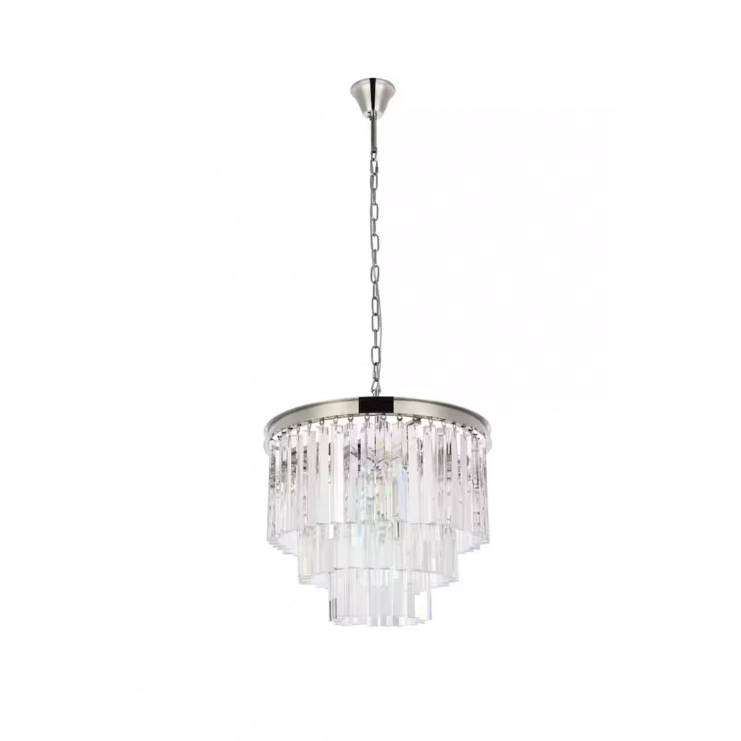 9 light polished nickel Chandelier Clear Royal Cut Crystal - View 3 - Joshua Marshal
