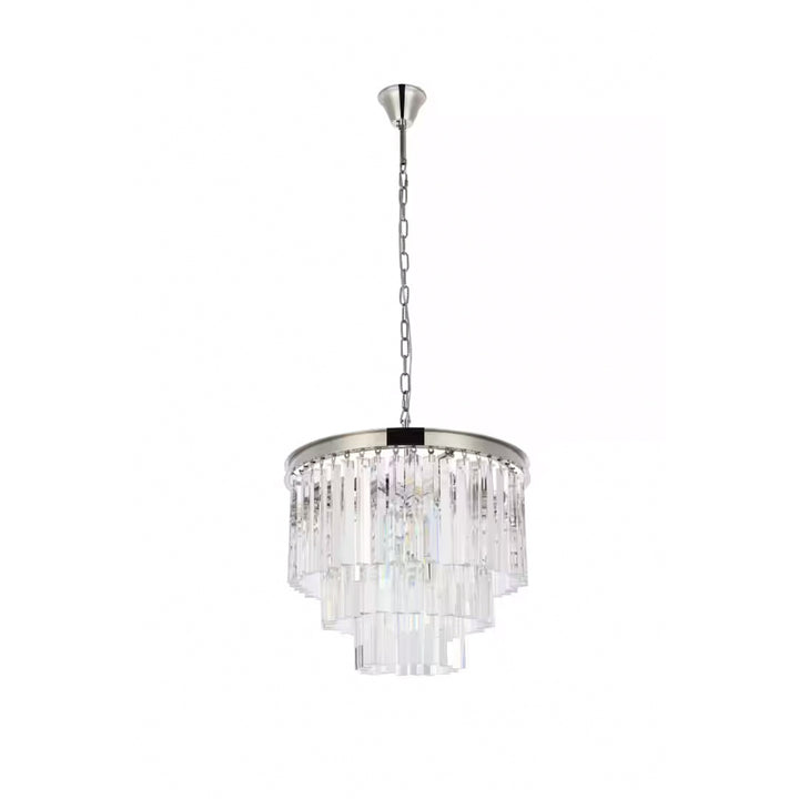 9 light polished nickel Chandelier Clear Royal Cut Crystal - View 3 - Joshua Marshal