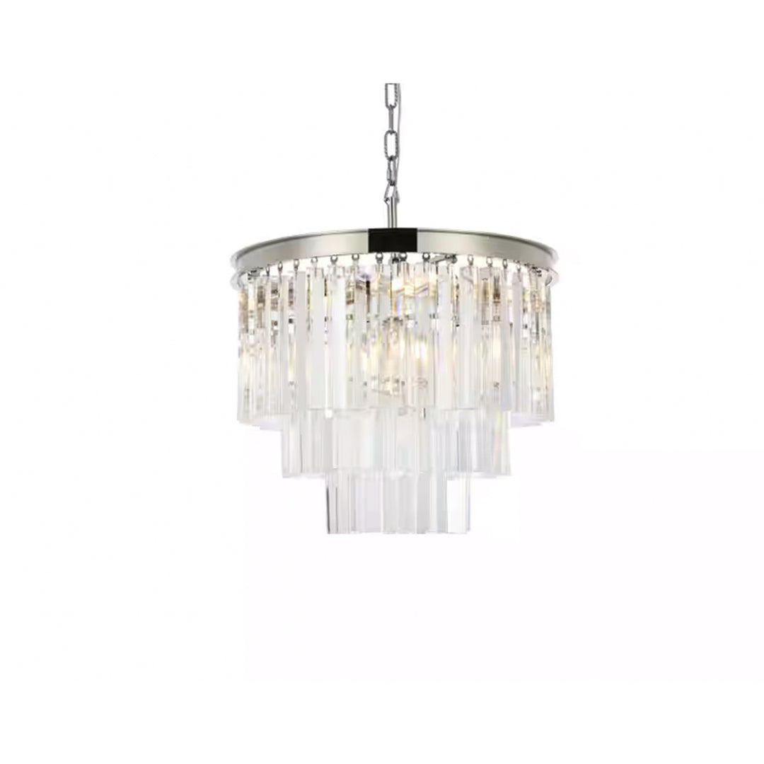 9 light polished nickel Chandelier Clear Royal Cut Crystal - View 4 - Joshua Marshal