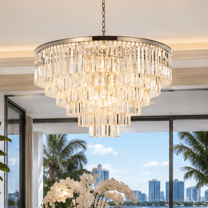 33 light polished nickel Chandelier Clear Royal Cut Crystal Polished Nickel Finish - LIGHTING by Joshua Marshal