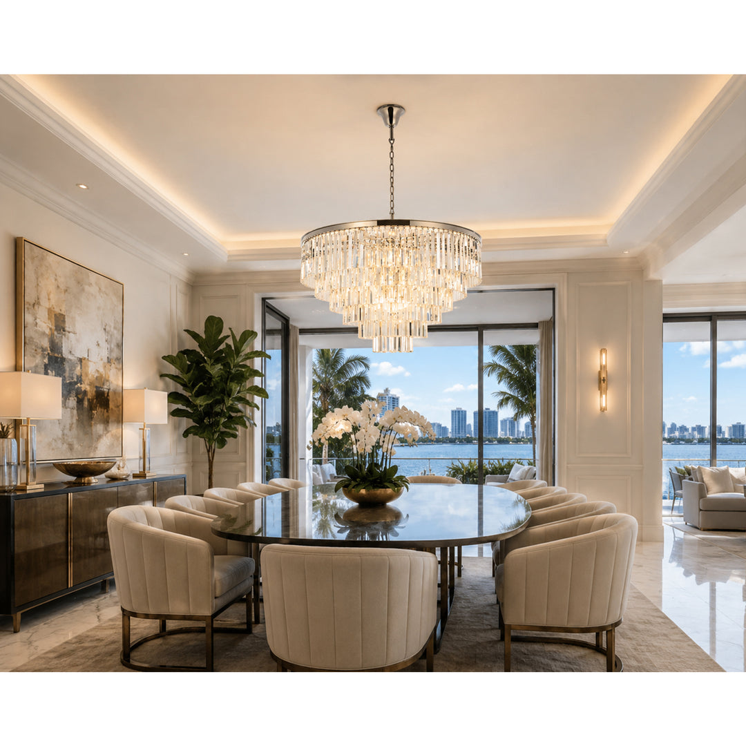 33 light polished nickel Chandelier Clear Royal Cut Crystal - View 2 - Joshua Marshal