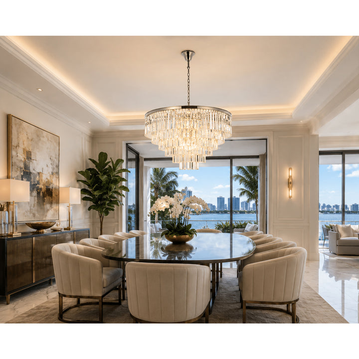33 light polished nickel Chandelier Clear Royal Cut Crystal - View 2 - Joshua Marshal