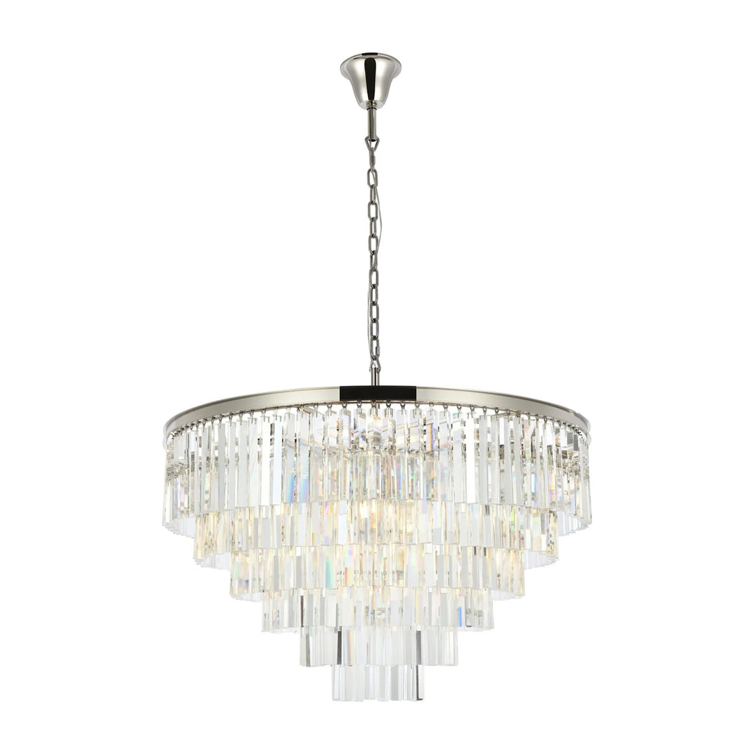 33 light polished nickel Chandelier Clear Royal Cut Crystal - View 3 - Joshua Marshal