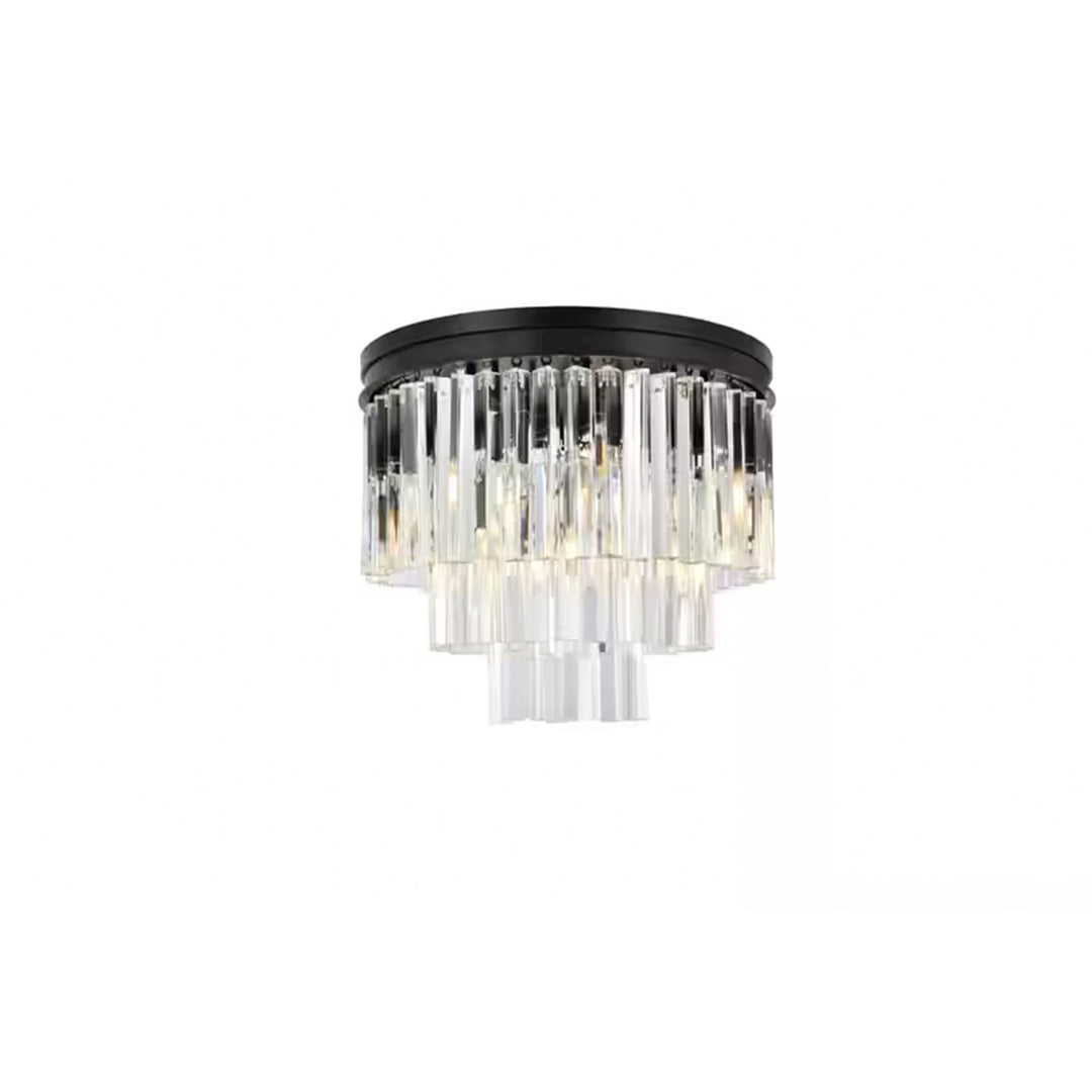9 light Matte Black Flush Mount Clear Royal Cut Crystal - View 3 - Joshua Marshal