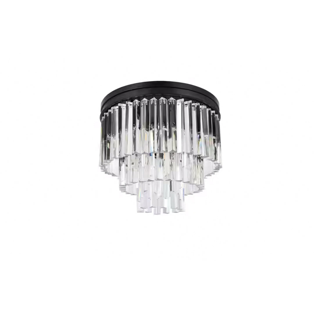 9 light Matte Black Flush Mount Clear Royal Cut Crystal - View 4 - Joshua Marshal