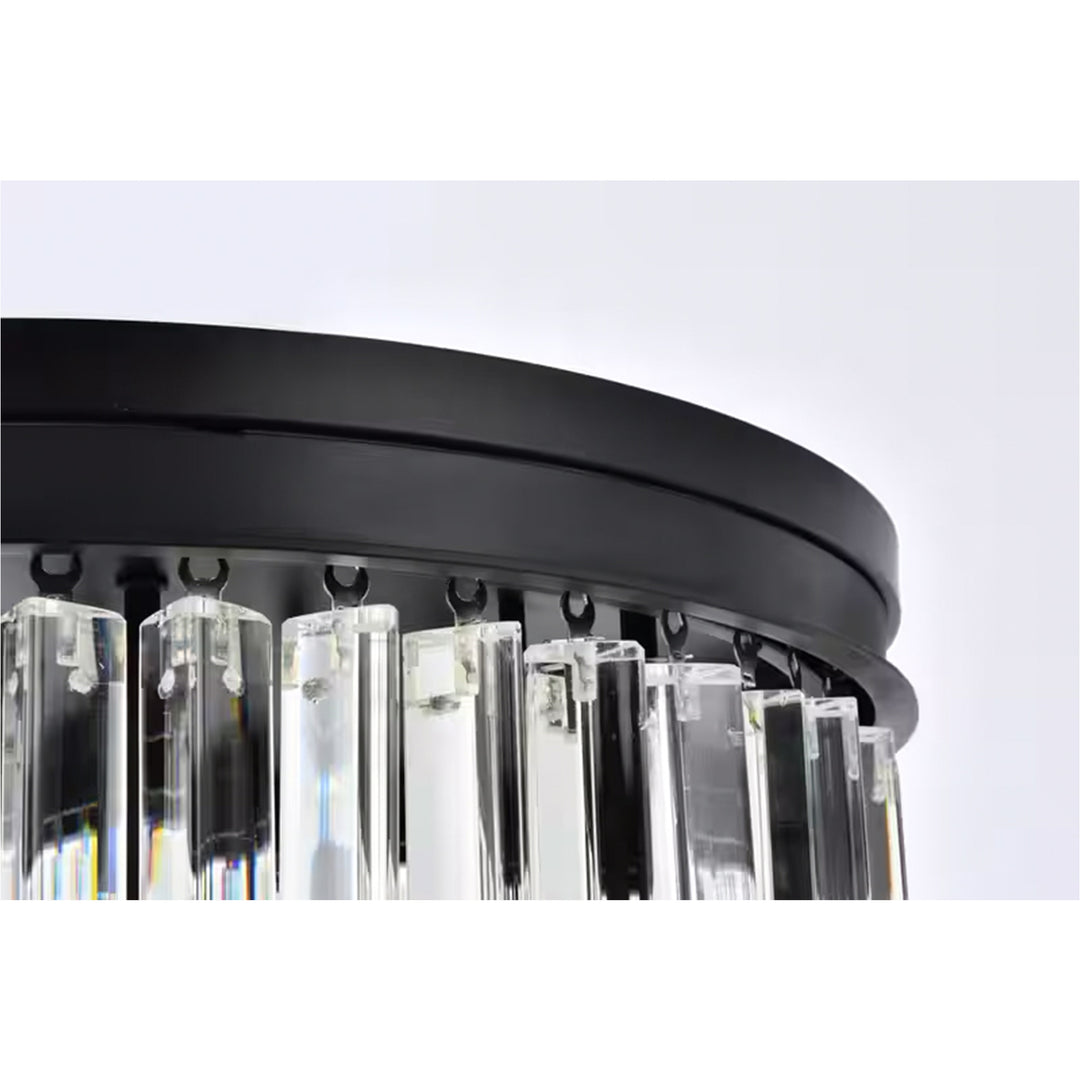9 light Matte Black Flush Mount Clear Royal Cut Crystal - View 5 - Joshua Marshal