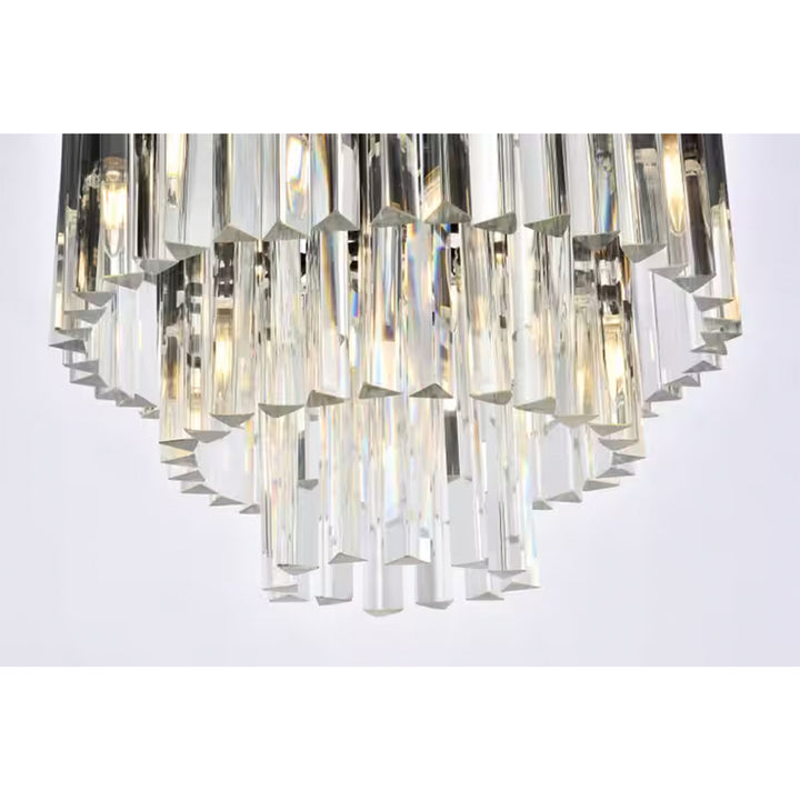 9 light Matte Black Flush Mount Clear Royal Cut Crystal - View 6 - Joshua Marshal
