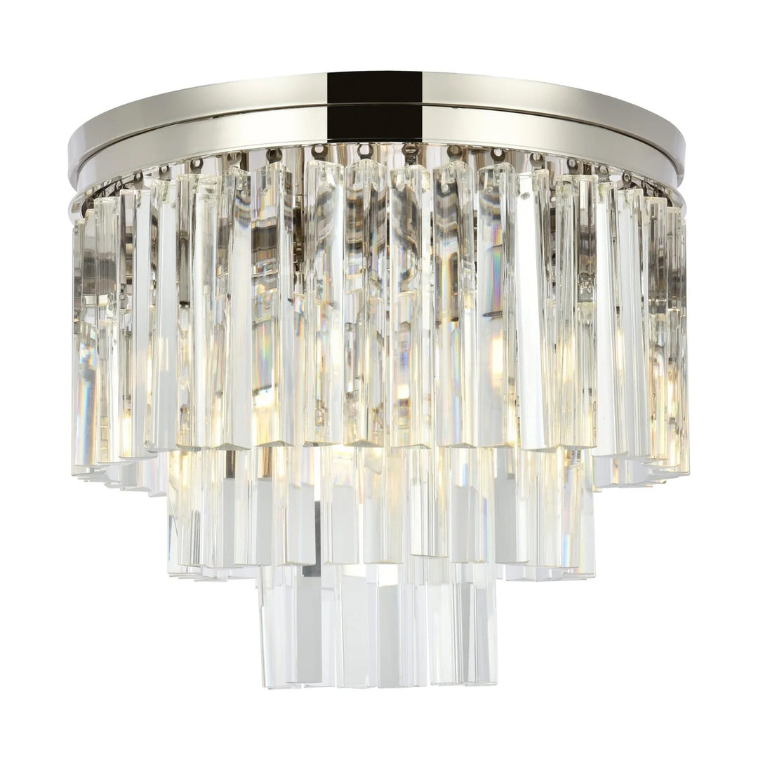 9 light polished nickel Flush Mount Clear Royal Cut Crystal - View 3 - Joshua Marshal