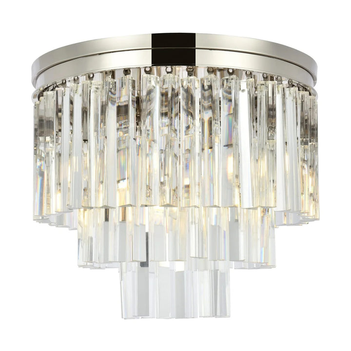 9 light polished nickel Flush Mount Clear Royal Cut Crystal - View 3 - Joshua Marshal