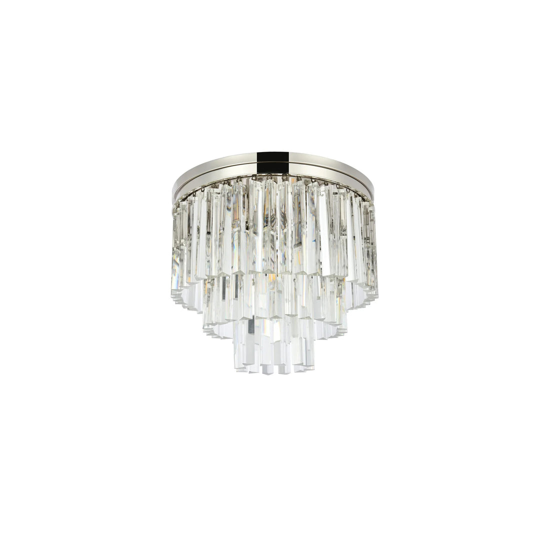 9 light polished nickel Flush Mount Clear Royal Cut Crystal - View 4 - Joshua Marshal