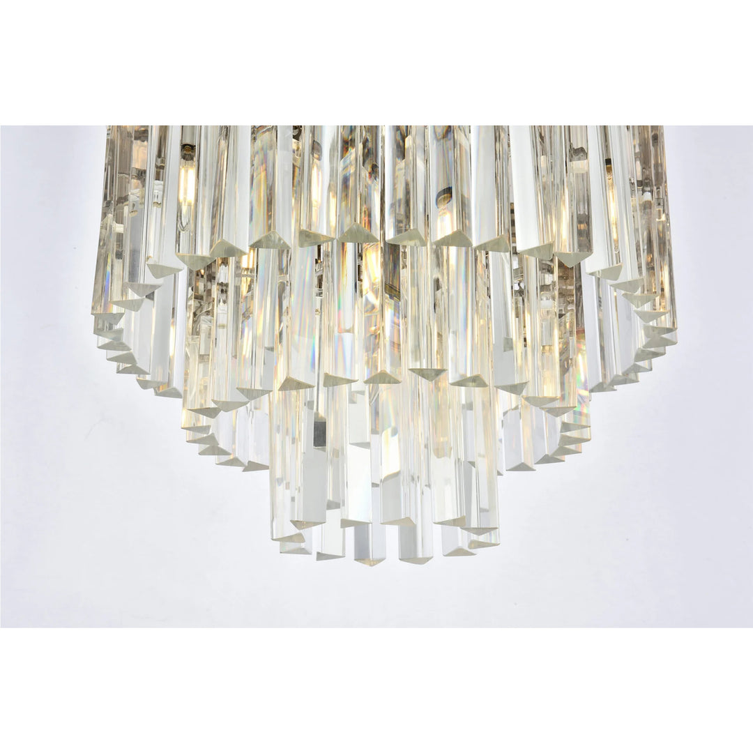 9 light polished nickel Flush Mount Clear Royal Cut Crystal - View 6 - Joshua Marshal