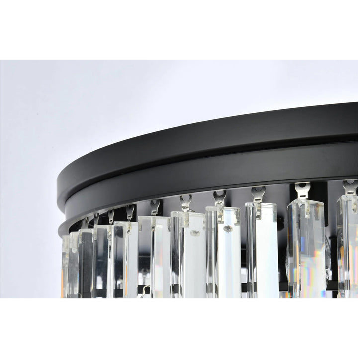 17 light Matte Black Flush Mount Clear Royal Cut Crystal - View 5 - Joshua Marshal