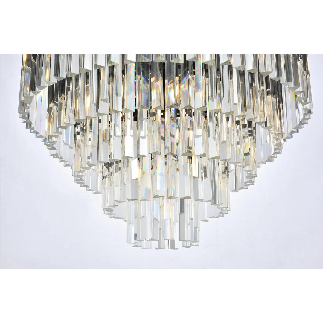 17 light Matte Black Flush Mount Clear Royal Cut Crystal - View 6 - Joshua Marshal