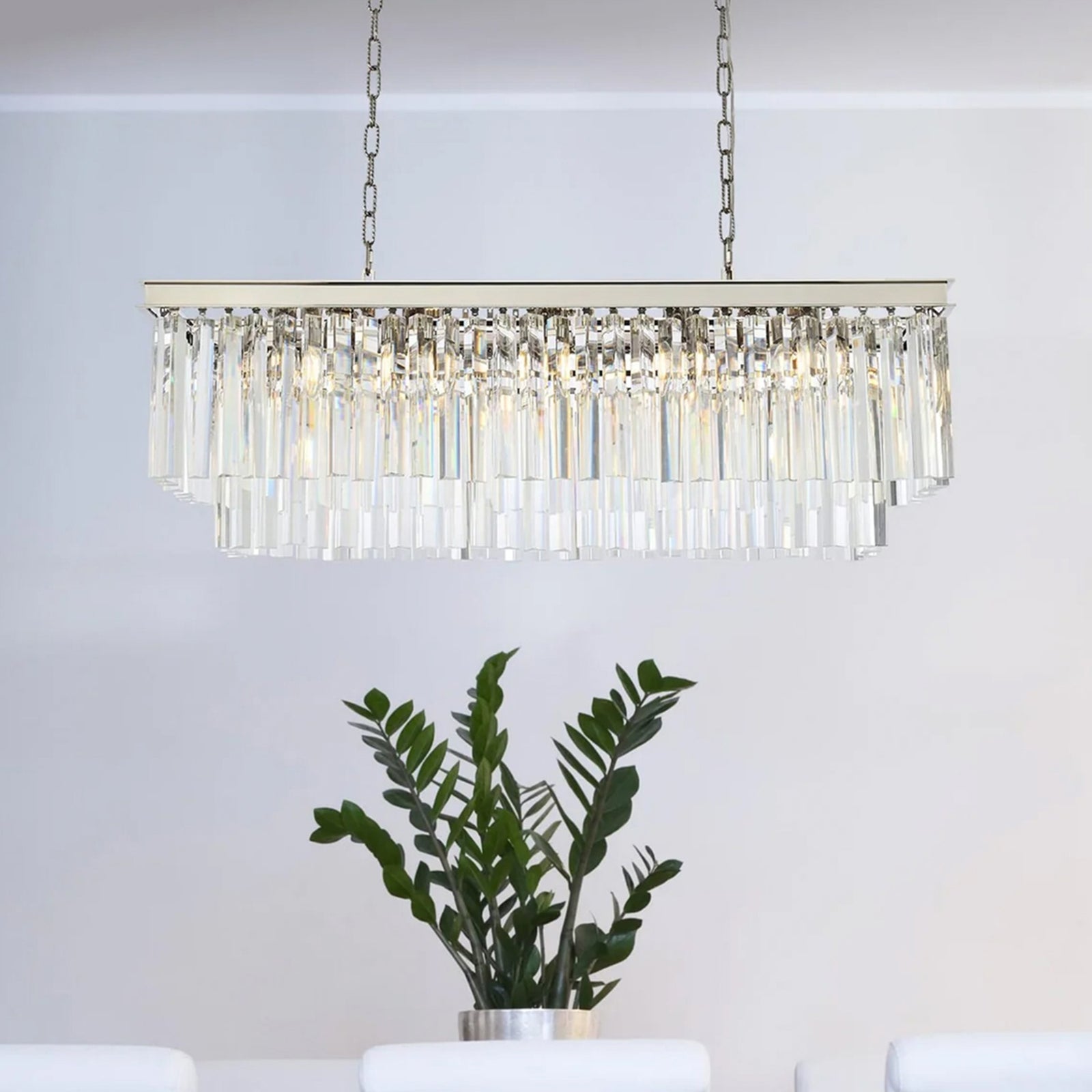 12 light polished nickel Chandelier Clear Royal Cut Crystal Polished Nickel Finish - LIGHTING by Joshua Marshal