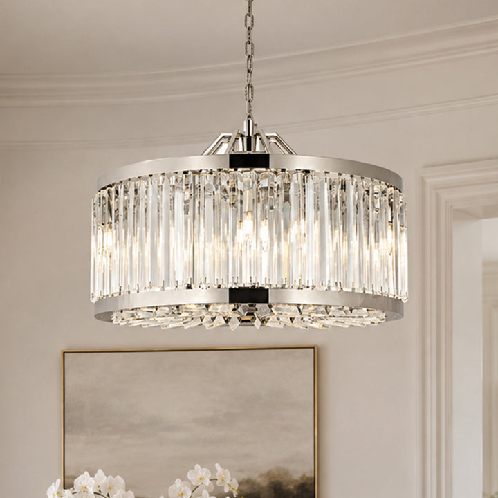 8 light polished nickel Chandelier Clear Royal Cut Crystal Polished Nickel Finish - LIGHTING by Joshua Marshal