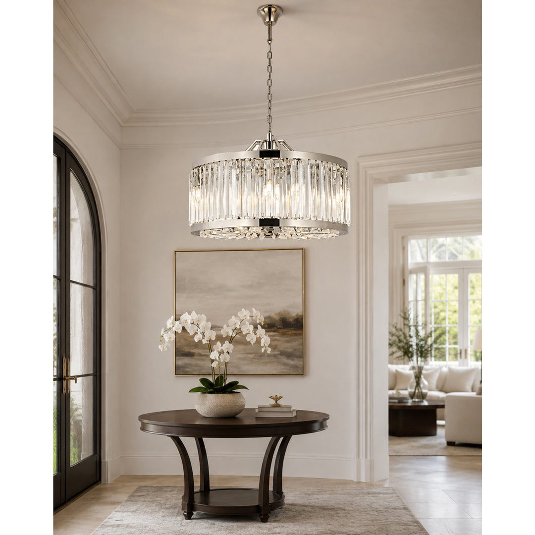 8 light polished nickel Chandelier Clear Royal Cut Crystal - View 2 - Joshua Marshal