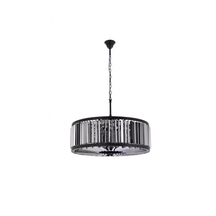 10 light Matte Black Chandelier Silver Shade (Grey) Royal Cut Crystal - View 3 - Joshua Marshal