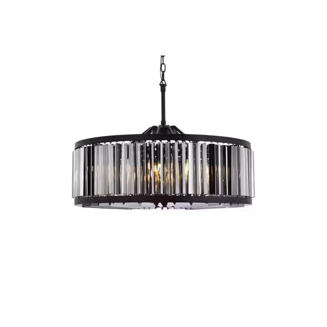 10 light Matte Black Chandelier Silver Shade (Grey) Royal Cut Crystal - View 4 - Joshua Marshal