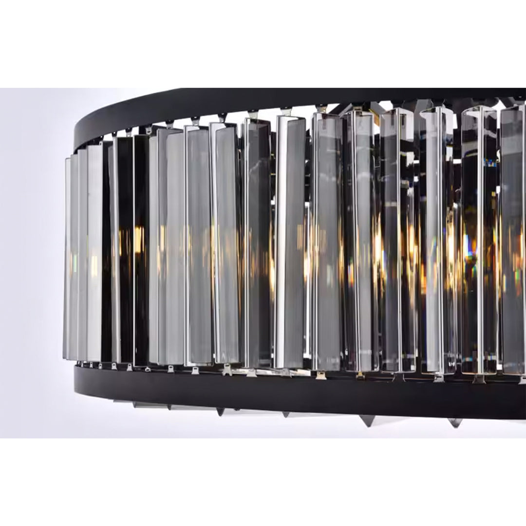 10 light Matte Black Chandelier Silver Shade (Grey) Royal Cut Crystal - View 5 - Joshua Marshal