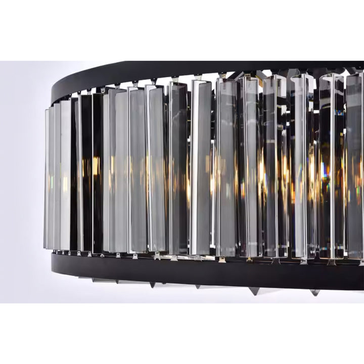 10 light Matte Black Chandelier Silver Shade (Grey) Royal Cut Crystal - View 5 - Joshua Marshal