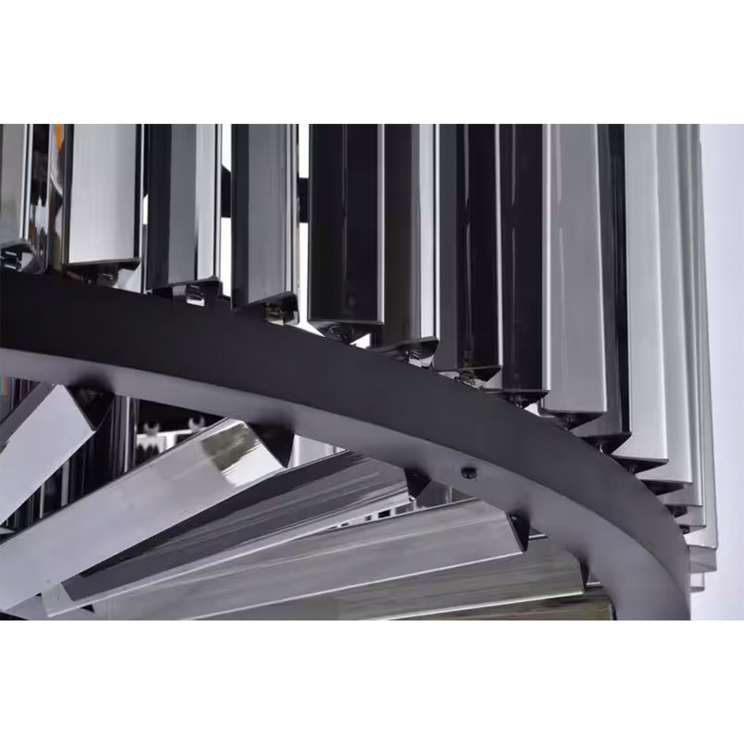 10 light Matte Black Chandelier Silver Shade (Grey) Royal Cut Crystal - View 6 - Joshua Marshal