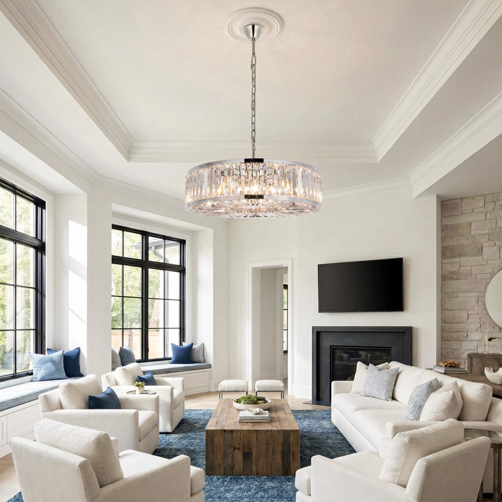 10 light polished nickel Chandelier Clear Royal Cut Crystal - View 2 - Joshua Marshal