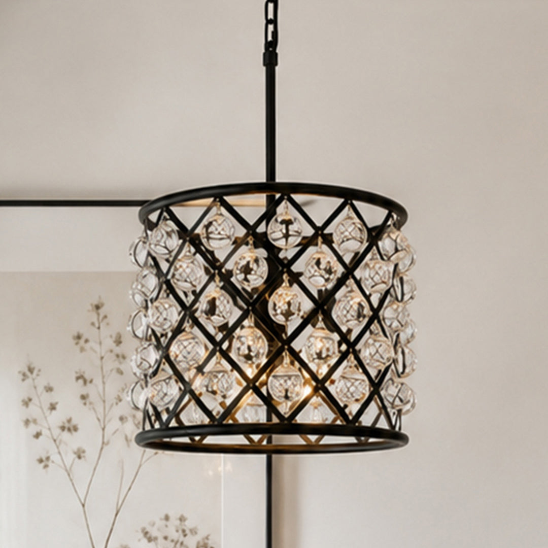 3 light Matte Black Pendant Clear Royal Cut Crystal Mocha Brown Finish - LIGHTING by Joshua Marshal