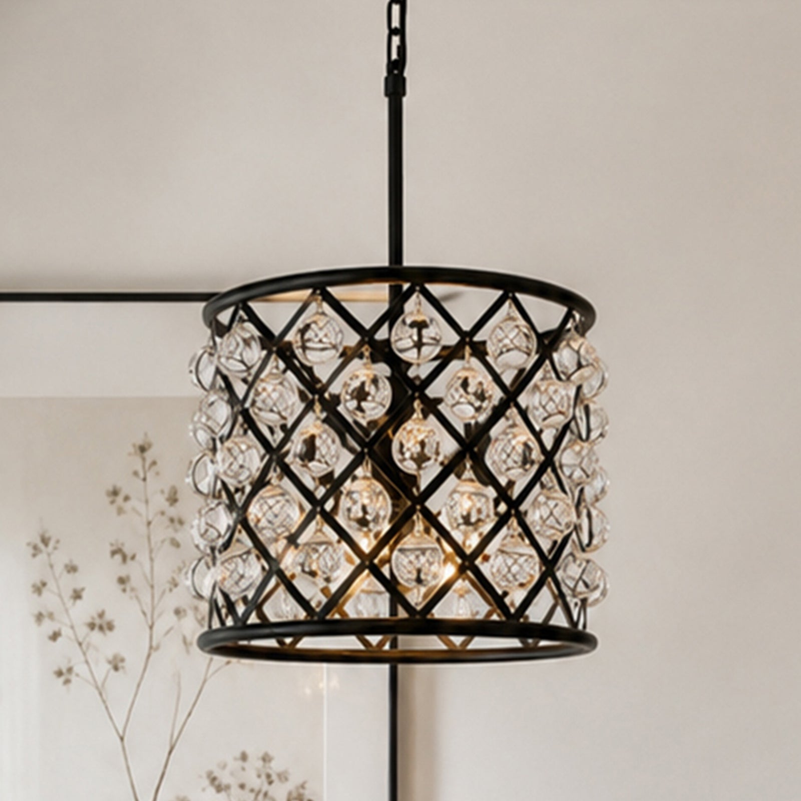 3 light Matte Black Pendant Clear Royal Cut Crystal Mocha Brown Finish - LIGHTING by Joshua Marshal