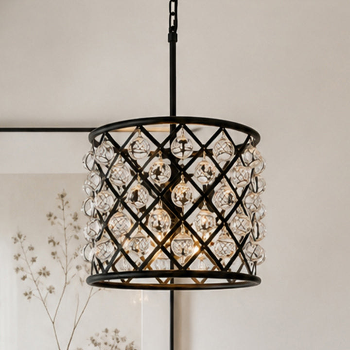 3 light Matte Black Pendant Clear Royal Cut Crystal Mocha Brown Finish - LIGHTING by Joshua Marshal