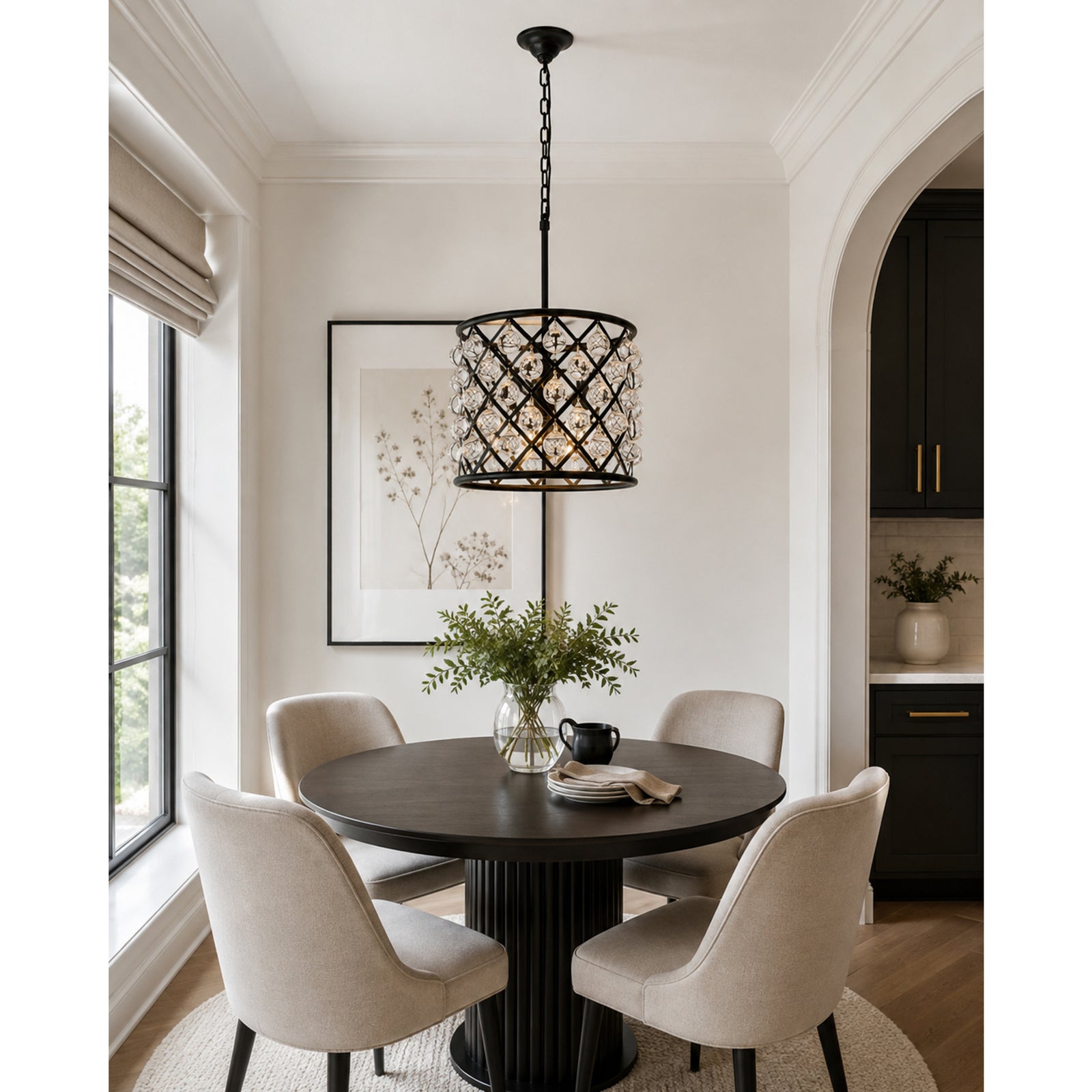 3 light Matte Black Pendant Clear Royal Cut Crystal - View 2 - Joshua Marshal