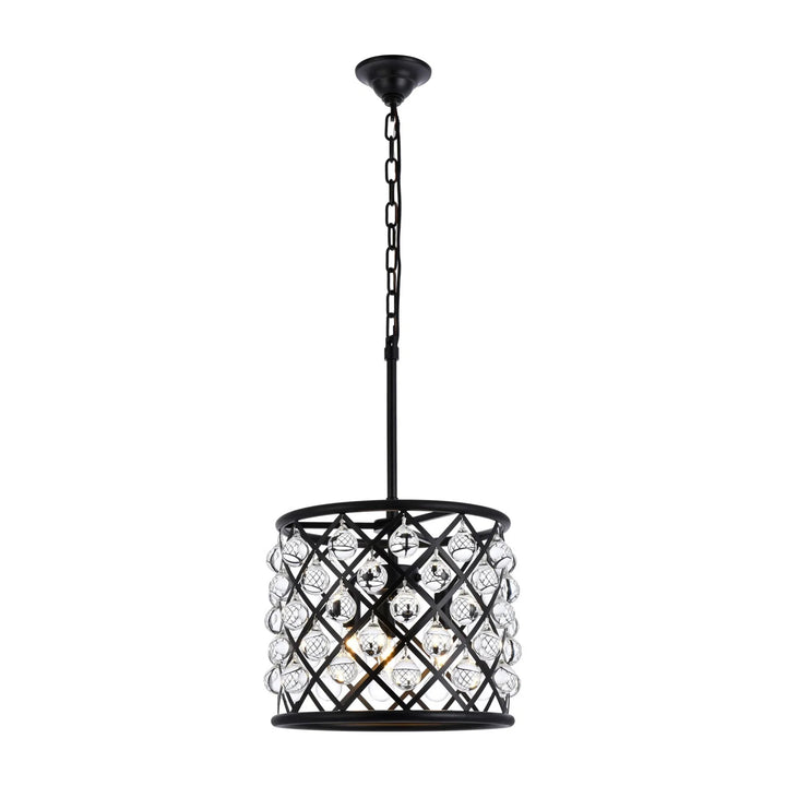 3 light Matte Black Pendant Clear Royal Cut Crystal - View 3 - Joshua Marshal