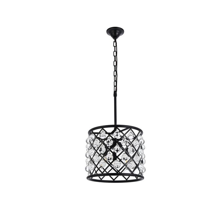 3 light Matte Black Pendant Clear Royal Cut Crystal - View 4 - Joshua Marshal