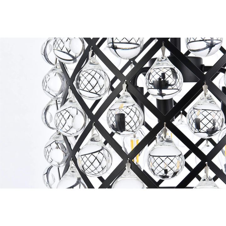 3 light Matte Black Pendant Clear Royal Cut Crystal - View 5 - Joshua Marshal