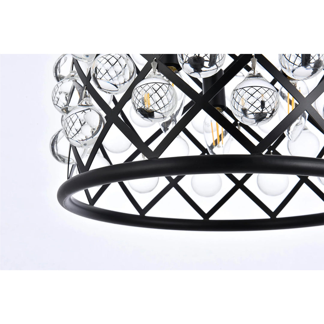 3 light Matte Black Pendant Clear Royal Cut Crystal - View 6 - Joshua Marshal
