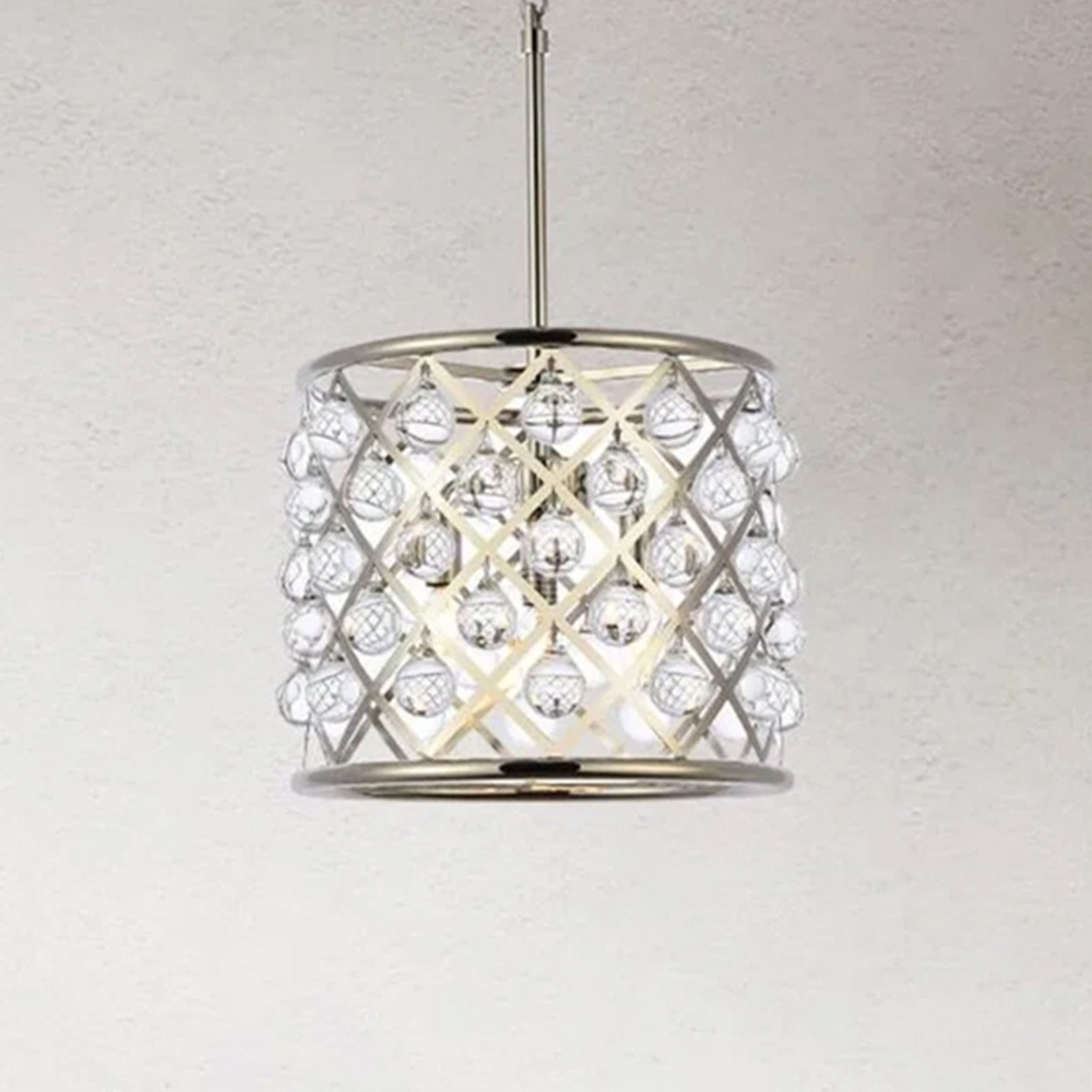 3 light polished nickel Pendant Clear Royal Cut Crystal Polished Nickel Finish - LIGHTING by Joshua Marshal