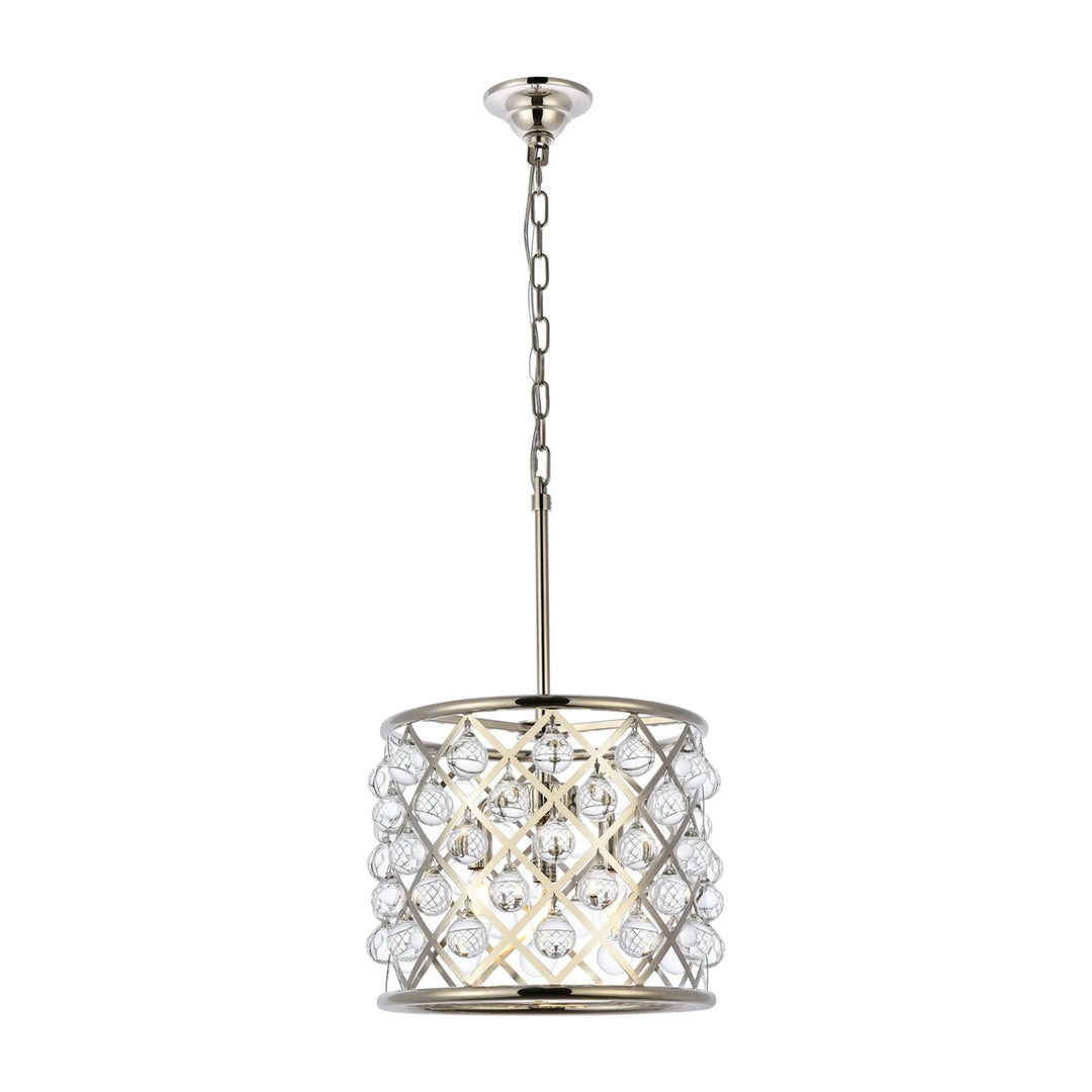 3 light polished nickel Pendant Clear Royal Cut Crystal - View 3 - Joshua Marshal