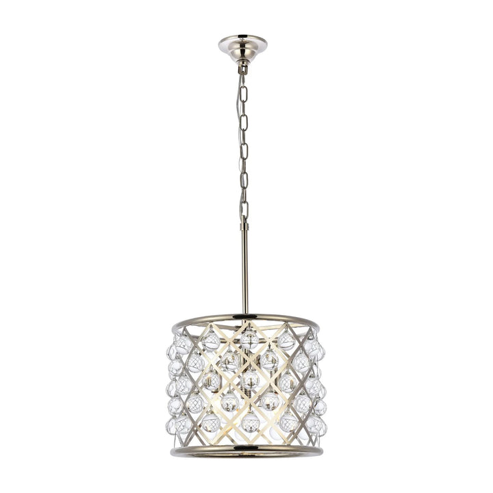 3 light polished nickel Pendant Clear Royal Cut Crystal - View 3 - Joshua Marshal
