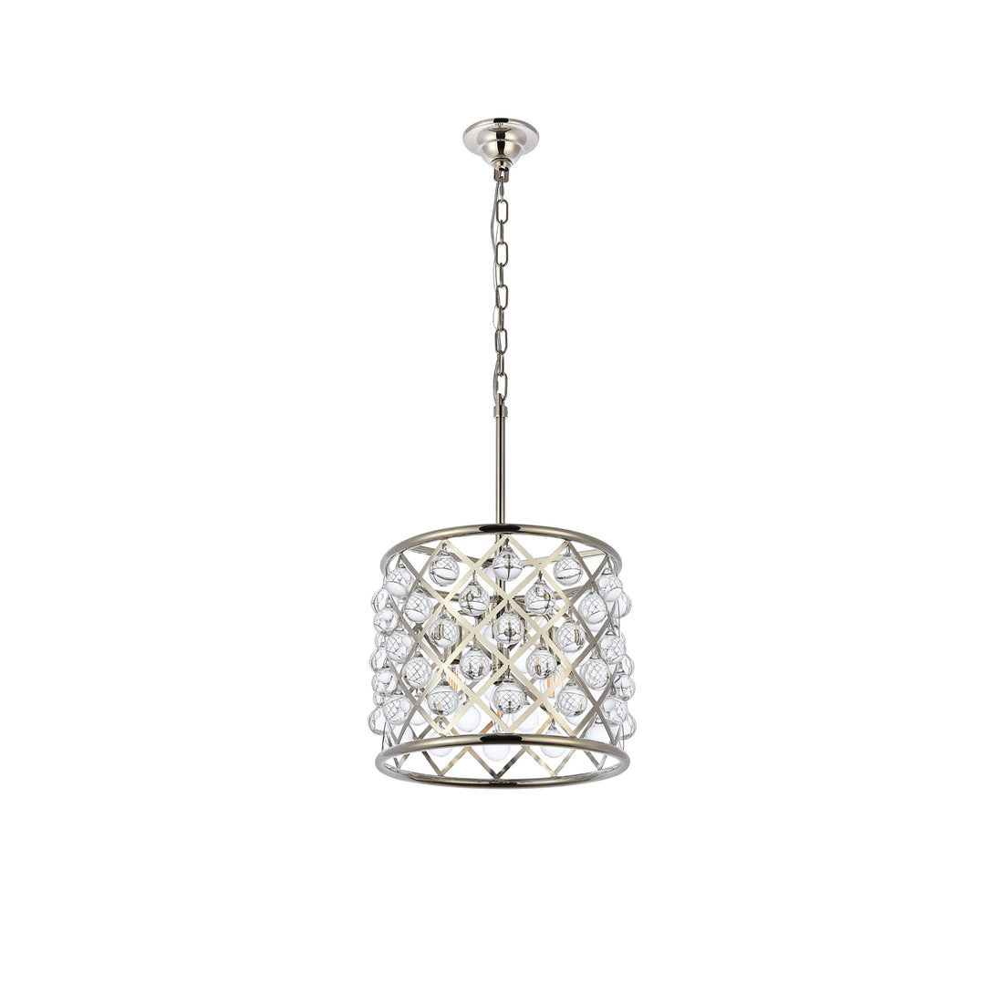 3 light polished nickel Pendant Clear Royal Cut Crystal - View 4 - Joshua Marshal