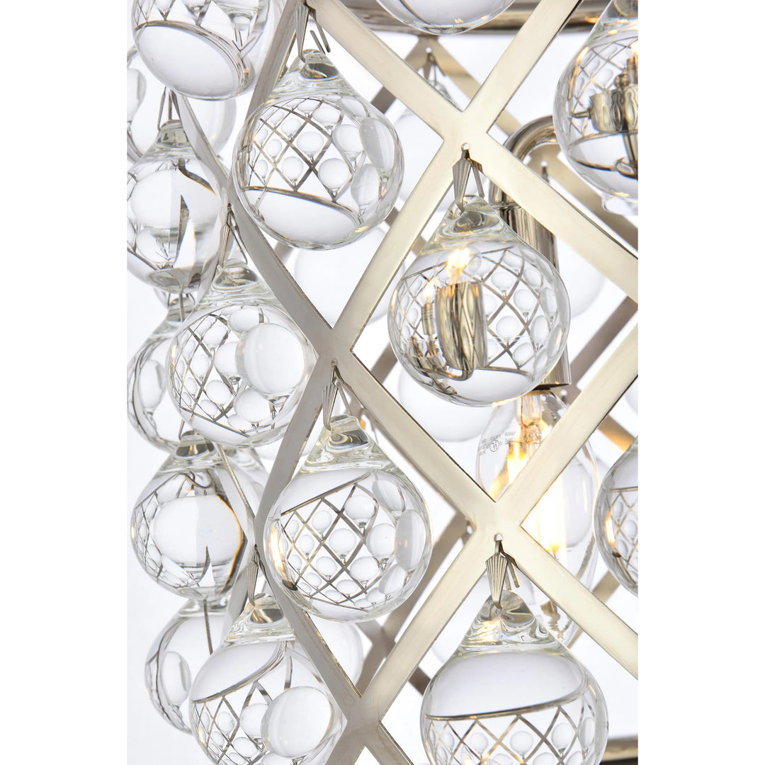 3 light polished nickel Pendant Clear Royal Cut Crystal - View 5 - Joshua Marshal