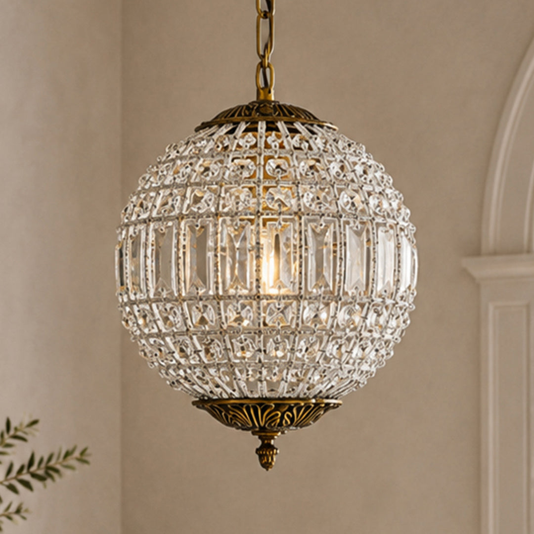 1 light French Gold Pendant Clear Royal Cut Crystal French Gold Finish - LIGHTING by Joshua Marshal