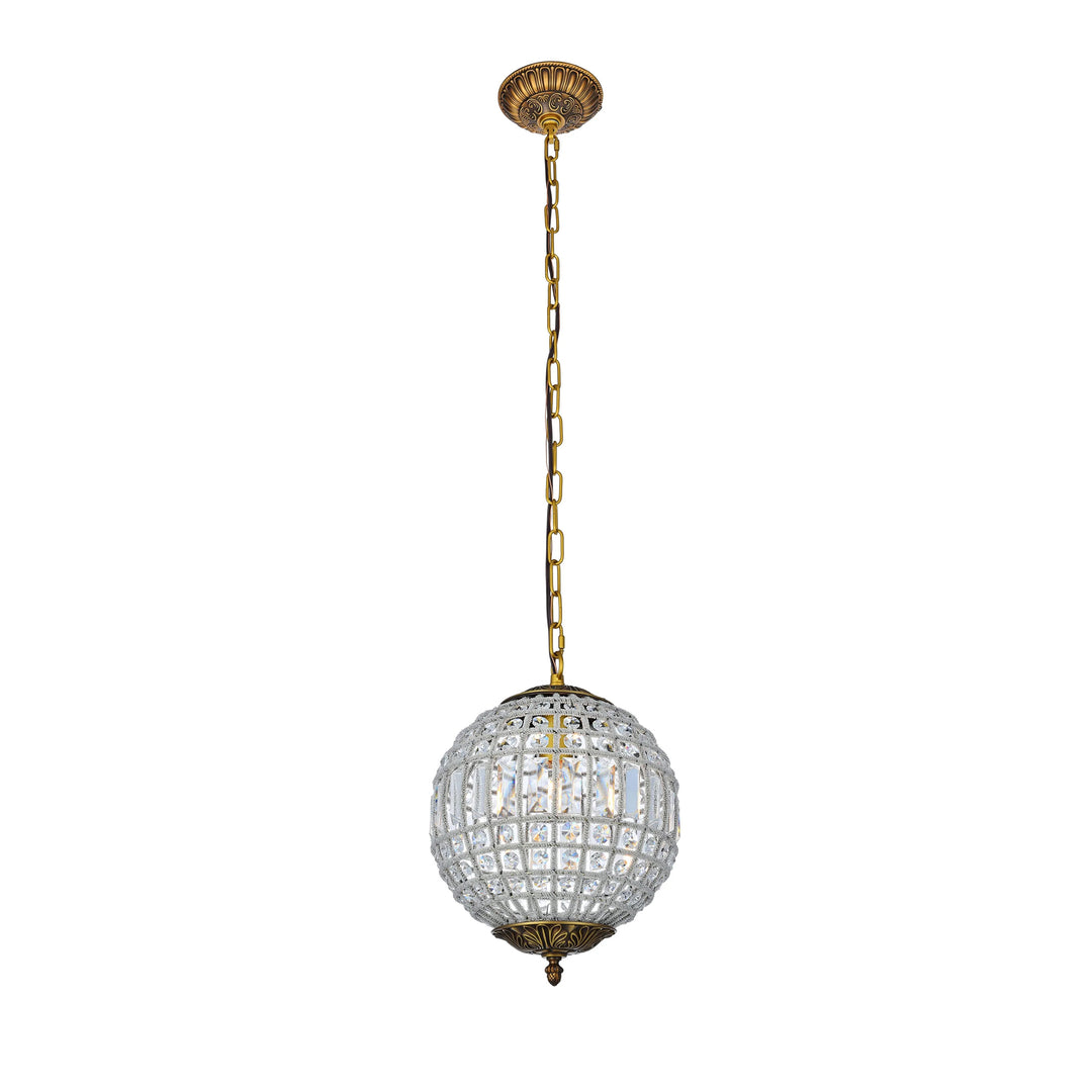 1 light French Gold Pendant Clear Royal Cut Crystal - View 3 - Joshua Marshal
