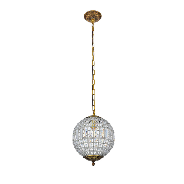 1 light French Gold Pendant Clear Royal Cut Crystal - View 3 - Joshua Marshal