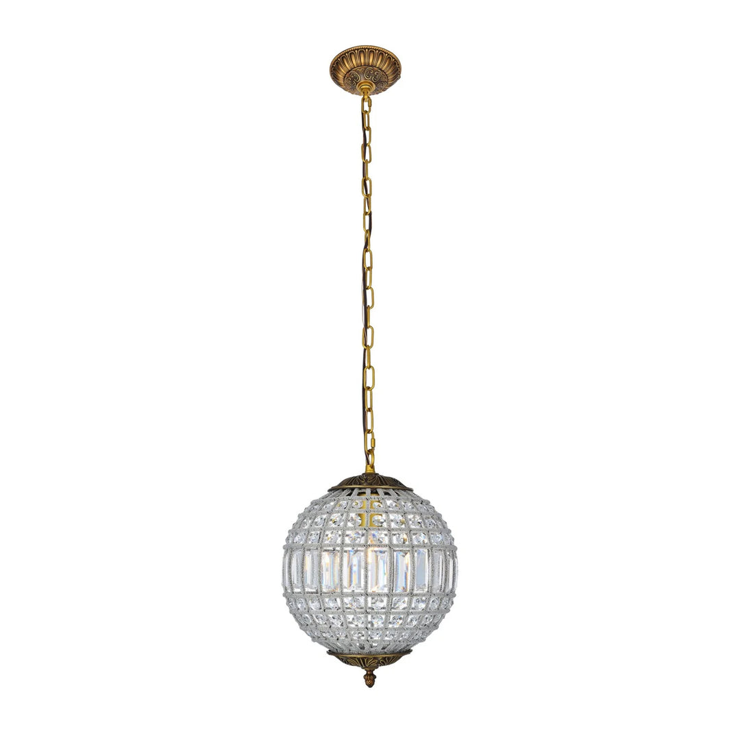 1 light French Gold Pendant Clear Royal Cut Crystal - View 4 - Joshua Marshal