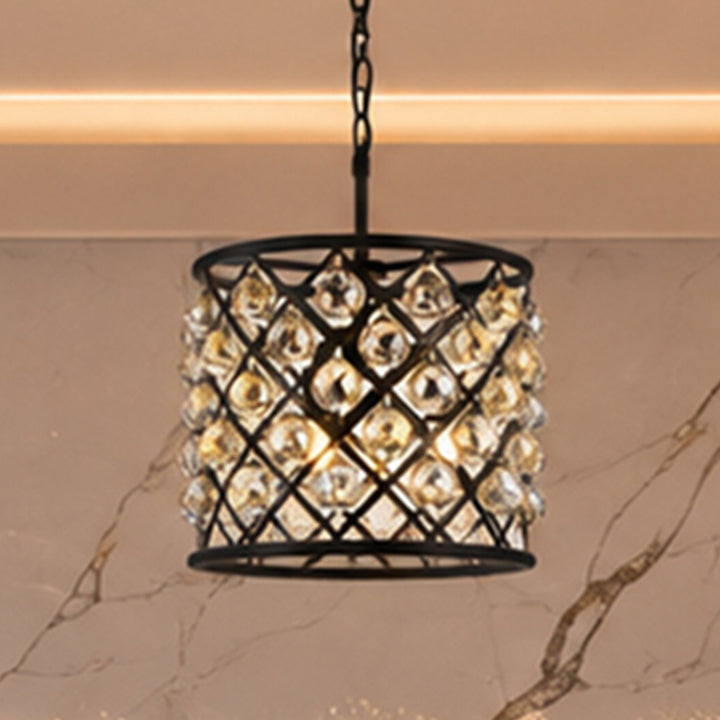 4 light Matte Black Pendant Golden Teak (Smoky) Royal Cut Crystal Mocha Brown Finish - LIGHTING by Joshua Marshal