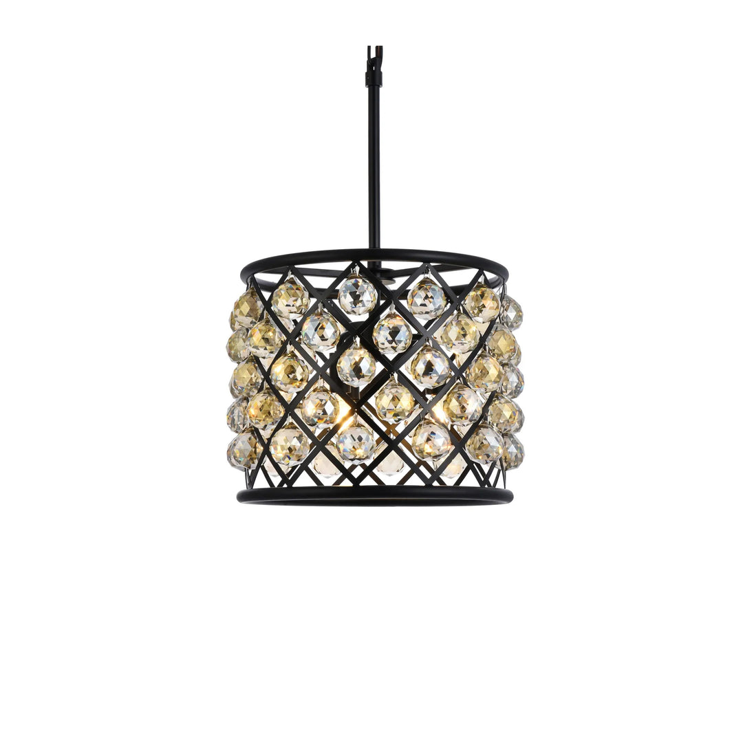 4 light Matte Black Pendant Golden Teak (Smoky) Royal Cut Crystal - View 4 - Joshua Marshal